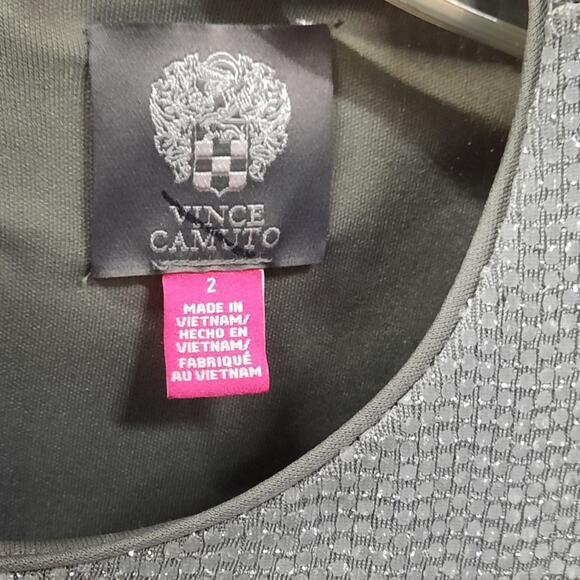 Vince Camuto Womens Cocktail Dress Size 2 Silver Metallic Sequin Long Sleeve - Picture 6 of 13
